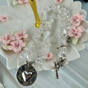 Genuine Rock Crystal and Silver Tone Reversible Pendant